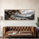 Twisted Tree, Rugged Coast, Autumn Forest, Framed Canvas Print, fall wall art, rustic nature print, living room decor, woodland landscape
