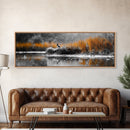 Autumn Marsh Scene, Duck Reflection, Moody Landscape, Canvas Print, Fall nature wall art, rustic home decor, cabin wall print