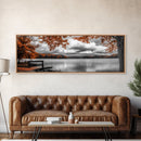 Autumn Trees, Lakeside Peace, Fall Foliage, Tranquil View, Framed Canvas Print, Fall Wall Art, Cabin Decor, Cozy Living Room Art