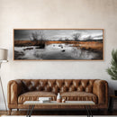 Marshland Autumn, Nature Landscape, Golden Hour Swamp View, Framed Canvas Print, Rustic Fall Home Decor, Entryway or Office Wall Art