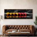 Canoes Docked, Reflection Scene, Kayak Art, Framed Canvas Print, Adventure Wall Art, Boho Water Sports, Cabin Living Room Decor