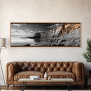 Coastal Cliffs Sunset, Rugged Shoreline Scene, Seaside Beauty, Framed Canvas Print, Earth Tone Art, Living Room Decor, Nature Wall Art
