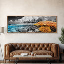 Island Coral Split, Tropical Ocean Scene, Half Above Below Water, Framed Canvas Print, Living Room Wall Art, Beach Boho Decor