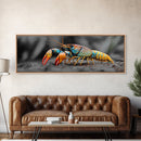 Rainbow Lobster Macro, Exotic Crustacean Art, Vivid Ocean Creature, Framed Canvas Print, Kitchen Wall Art, Coastal Nature Decor