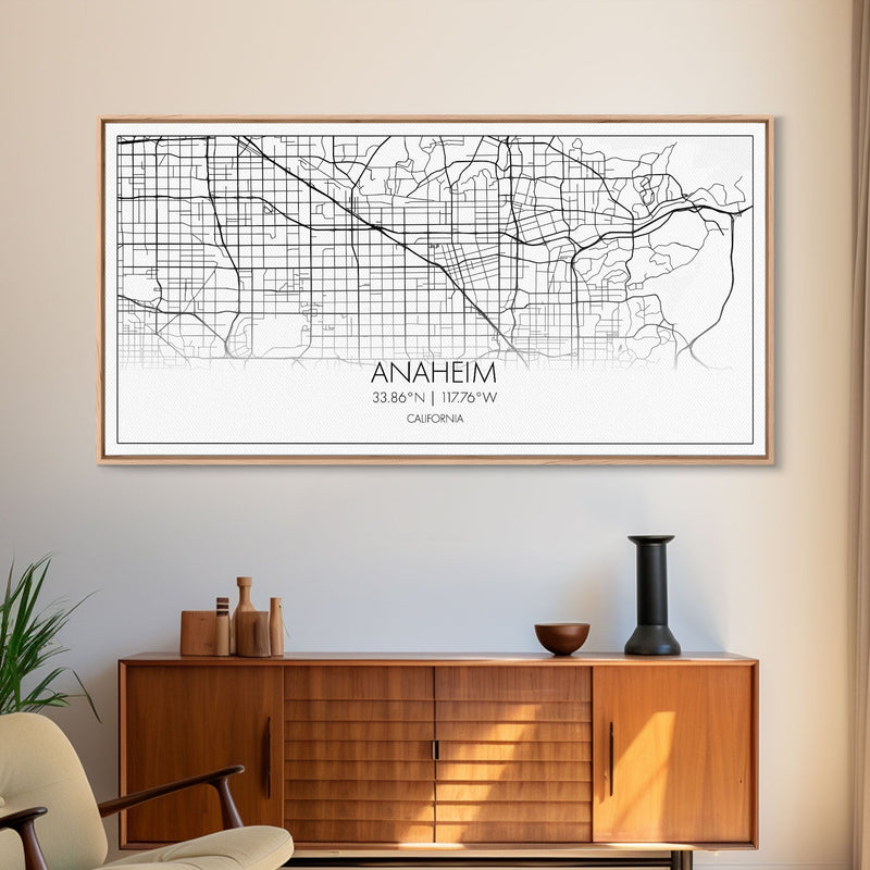 Anaheim Street Map, California Map, Map Print, Modern Art, Wall Art, Canvas Print, Room DÃ©cor Aesthetic, Indie Room DÃ©cor, Wall Prints