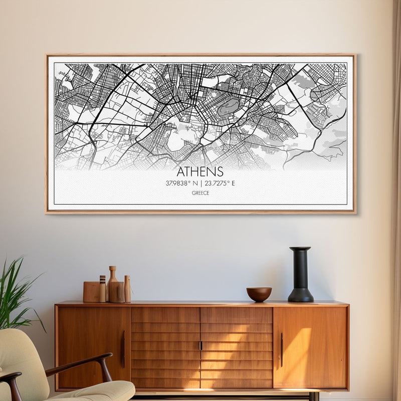 Athens Street Map, Greece Map, Map Print, Modern Art, Wall Art, Canvas Print, Preppy Room DÃ©cor, Coffee Bar DÃ©cor, Graduation Gifts, Office