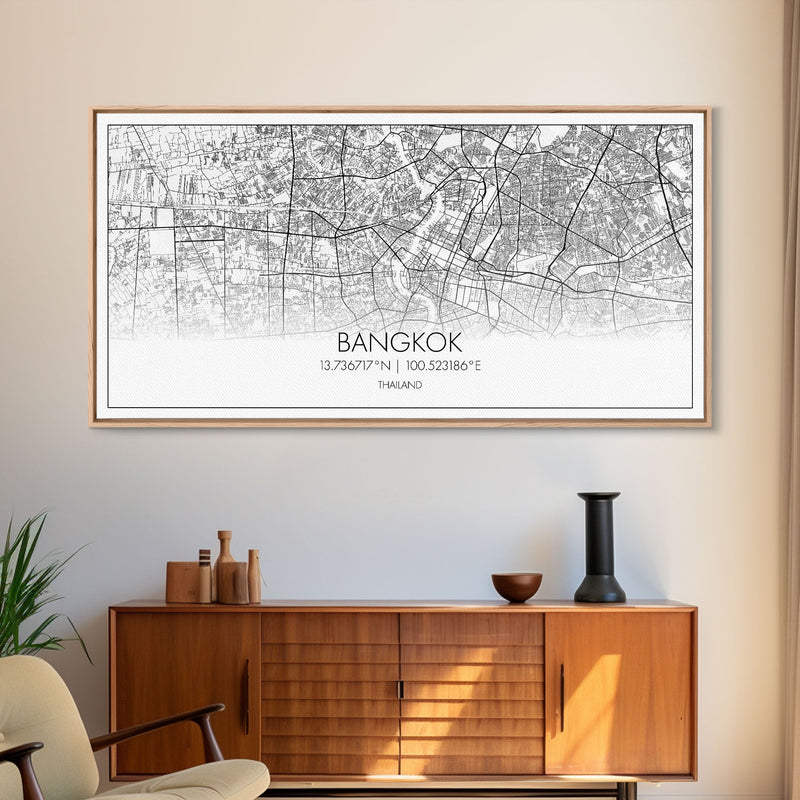 Bangkok Street Map, Thailand Map, Map Print, Modern Art, Wall Art, Canvas Print, Asian Art Print, Gift For Boss, Trendy Wall Art, Home DÃ©cor