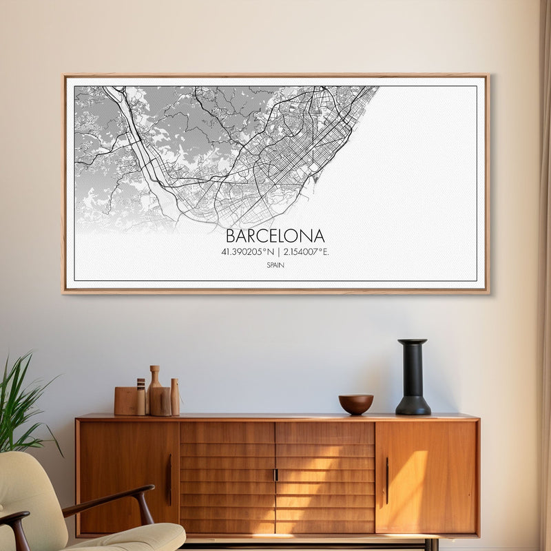 Barcelona Street Map, Spain Map, Map Print, Modern Art, Wall Art, Canvas Print, Gift Idea, Apartment DÃ©cor Aesthetic, Travel Wall Hanging