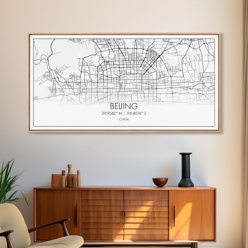 Beijing Street Map, China Map, Map Print, Modern Art, Wall Art, Canvas Print, Asian Art Print, Moving Gift, Travel Wall Art, Apartment DÃ©cor