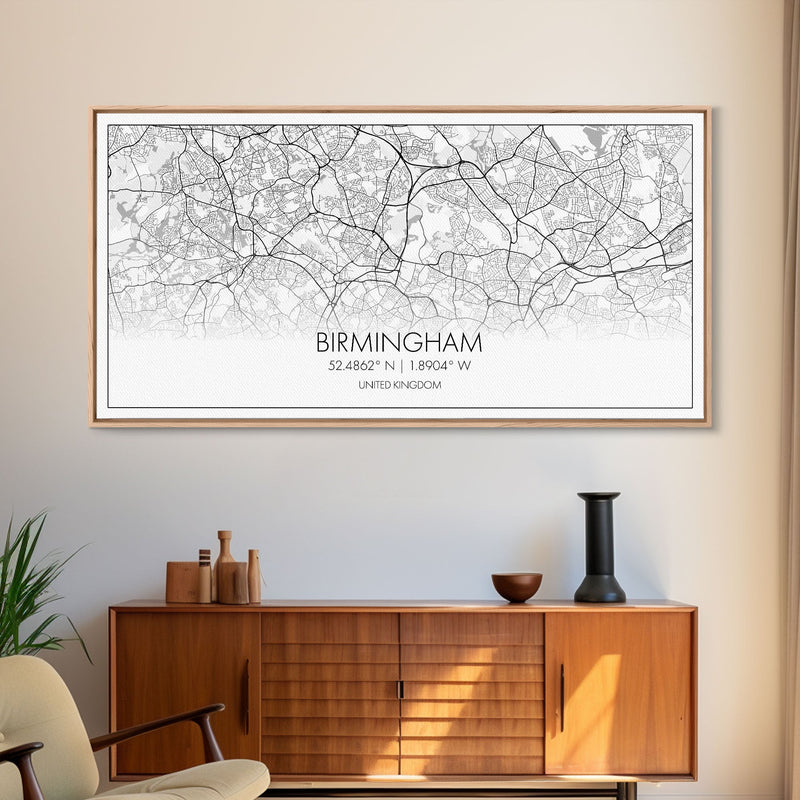 Birmingham Street Map, United Kingdom Map, Map Print, Modern Art, Wall Art, Canvas Art, Grandma Gifts, Dorm DÃ©cor, Office Wall Art, Prints