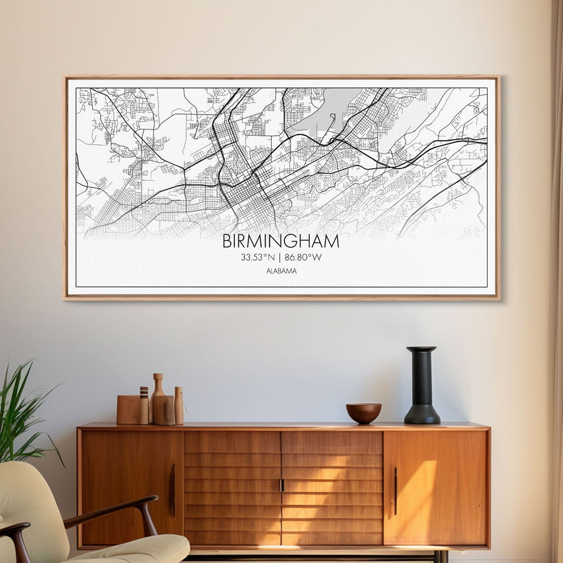 Birmingham Street Map, Alabama Map, Map Print, Modern Art, Wall Art, Canvas Print, Hometown Gifts, Entryway DÃ©cor, Farmhouse Wall Art