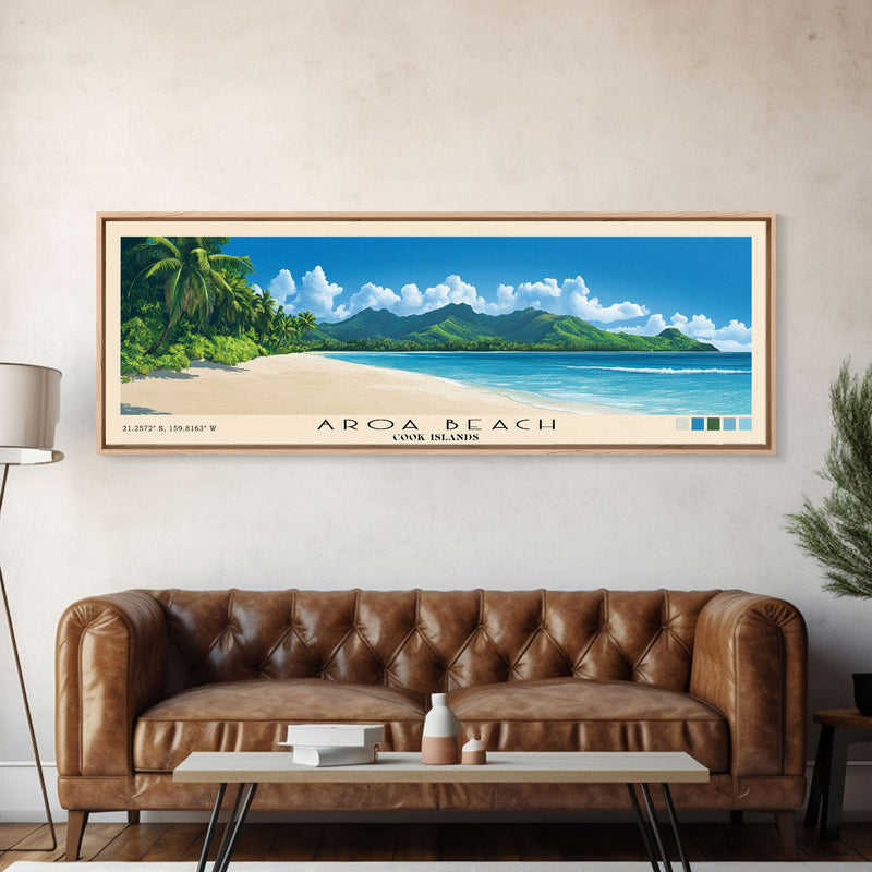 Aroa Beach, Cook Islands Panoramic Beach Print, Vacation Gift, Cook Islands Wall Art, Beach Painting, Beach Decor, Beach Painting