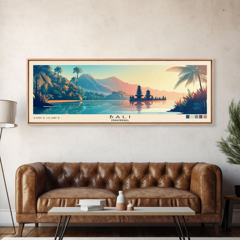 Bali, Indonesia Panoramic Print, Vacation Gift, Indonesia Wall Art, Beach Painting, Beach Decor, Beach Or Lakehouse Art