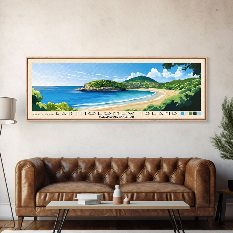 Bartholomew Island, Galapagos, Ecuador Panoramic Beach Print, Vacation Gift, Galapagos, Ecuador Wall Art, Framed Canvas Print, Framed Beach Painting