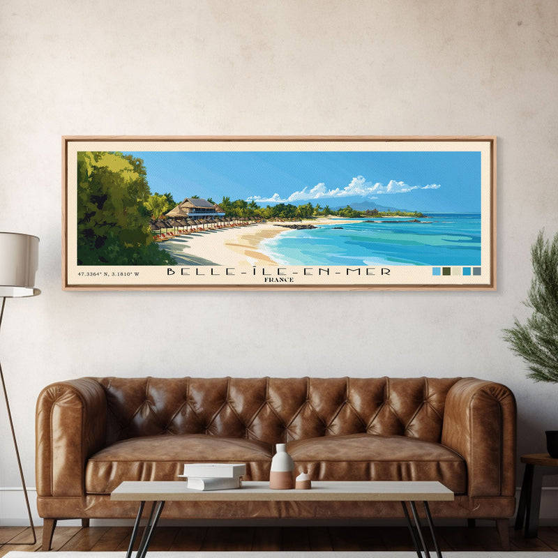 Belle-Ãle-en-Mer, France Panoramic Print, Vacation Gift, France Wall Art, Beach Painting, Beach Decor, Beach Or Lakehouse Art