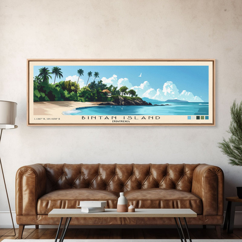 Bintan Island, Indonesia Panoramic Beach Print, Vacation Gift, Indonesia Wall Art, Beach Painting, Beach Decor, Beach Painting