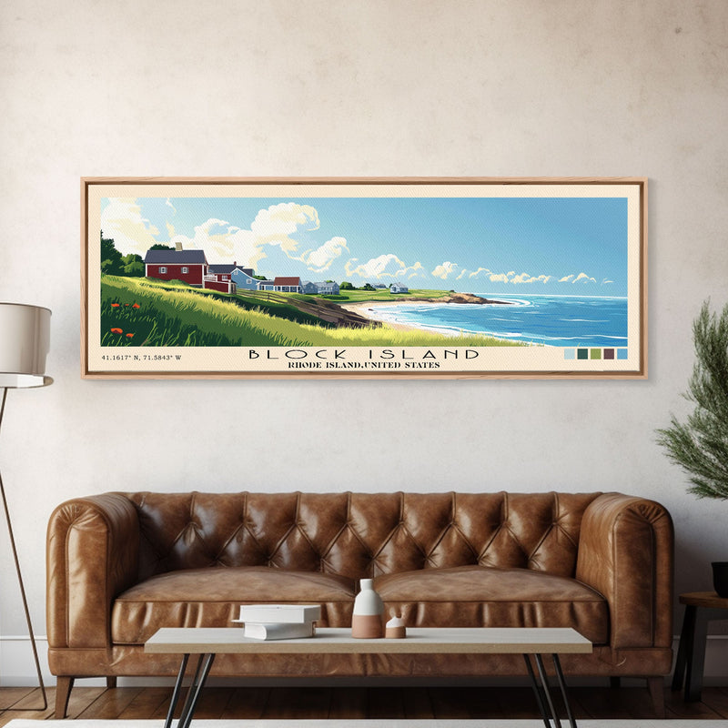 Block Island, Rhode Island,United States Panoramic Print, Vacation Gift, Rhode Island,United States Wall Art, Beach Painting, Beach Decor, Beach Or Lakehouse Art