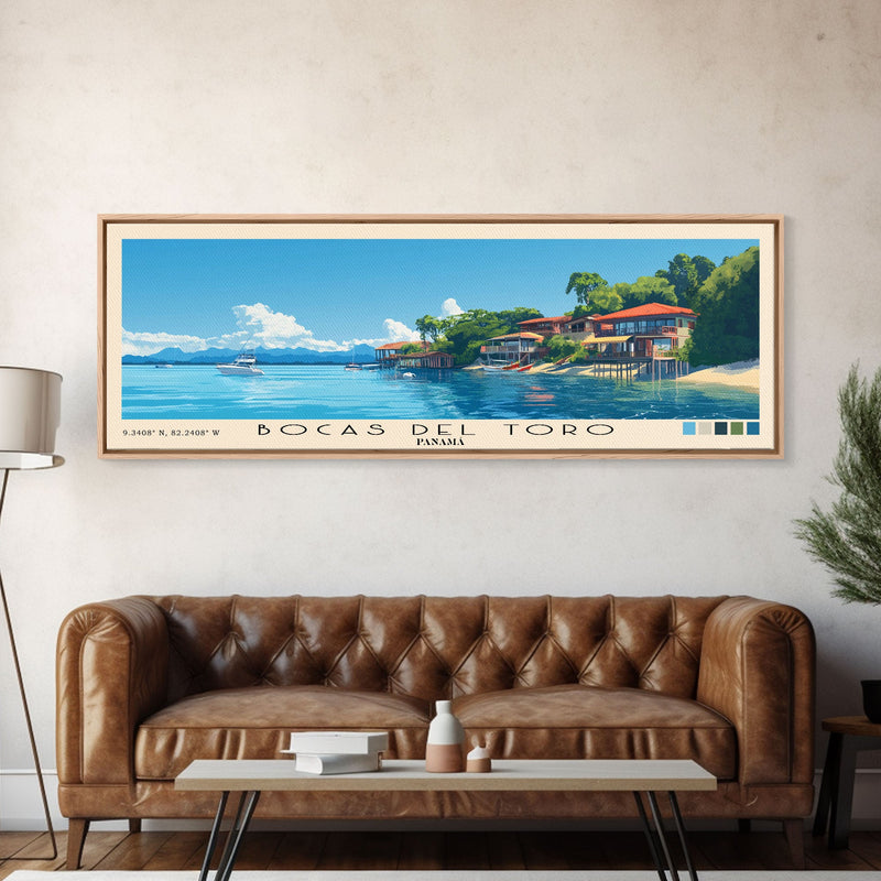 Bocas del Toroâ€¯, PanamÃ¡ Panoramic Beach Print, Vacation Gift, PanamÃ¡ Wall Art, Beach Painting, Beach Decor, Beach Painting