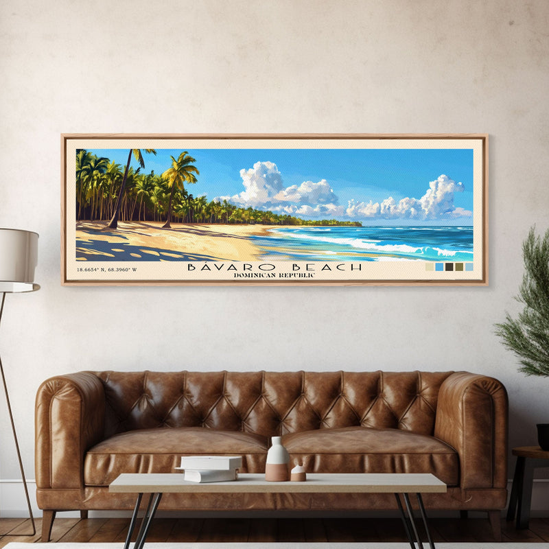 BÃ¡varo Beach, Dominican Republic Panoramic Beach Print, Vacation Gift, Dominican Republic Wall Art, Beach Painting, Beach Decor, Beach Painting