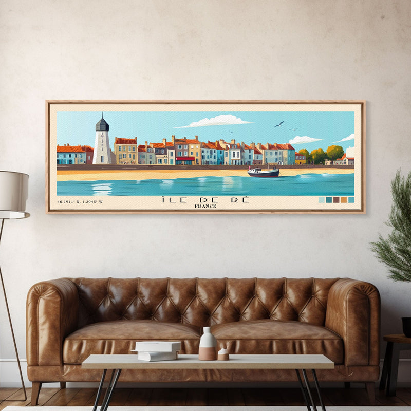 Ãle de RÃ©, France Panoramic Print, Vacation Gift, France Wall Art, Beach Painting, Beach Decor, Beach Or Lakehouse Art