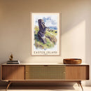 Easter Island, Chile Watercolor Beach Print, Vacation Gift, Chile Wall Art, Beach Painting, Beach Decor, Beach Painting