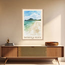 Natadola Beach, Fiji Watercolor Print, Vacation Gift, Fiji Wall Art, Beach Painting, Beach Decor, Large Wall Art, Wood Frame Art