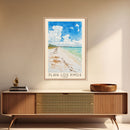 Playa Los Pinos, Cuba Watercolor Print, Vacation Gift, Cuba Wall Art, Beach Painting, Beach Decor, Large Wall Art, Wood Frame Art
