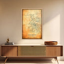 Vintage Sacramento map print poster or framed canvas | Sacramento city map print poster canvas | Sacramento, California print poster canvas