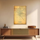 Distressed Fresno California Map, Framed Canvas Print Or Poster, California Map Print, Freso City Wall Art Map Print, Rustic Map Art