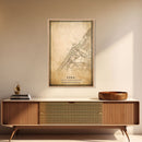 Dubai UAE map print poster or framed canvas, Dubai map print poster canvas, Dubai city map print poster canvas, Vintage Travel Art