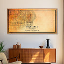 Milwaukee Wisconsin Street Map Wall Art, Framed Canvas Print, Wisconsin Map Print Poster and Canvas, Milwaukee City Office Wall Art