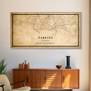 Old Hamburg Germany City Map Wall Art Canvas Print, Vintage Style Hamburg Map, Framed Wall Art, Cool Hamburg Wall Art, Office Art