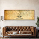 Panoramic Portland Oregon Street Map, Framed Canvas Art, Oregon United States Road Map Wall Art, Office Wall Art, Wall Decor for Office