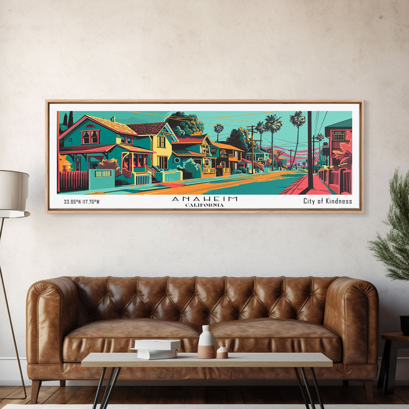 Anaheim California Panoramic Travel Poster Canvas Print