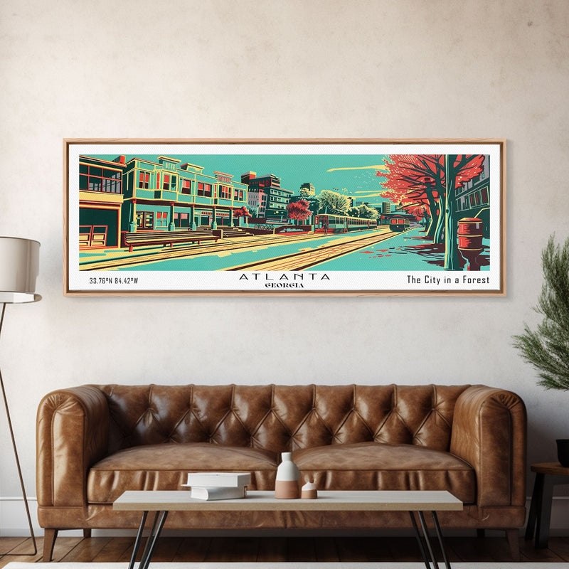 Atlanta Georgia Panoramic Travel Poster Canvas Print