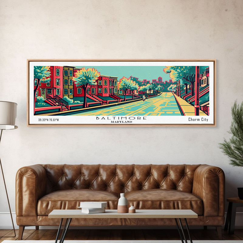 Baltimore Maryland Panoramic Travel Poster Canvas Print