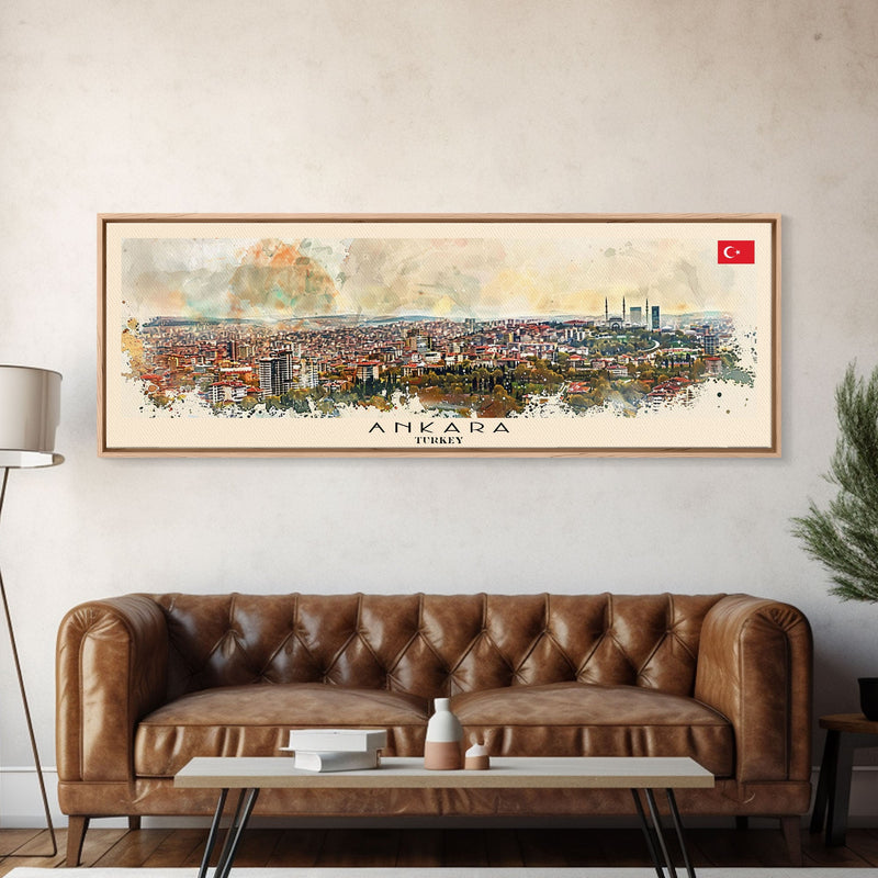 Ankara Turkey Travel Print Wall Art, Panoramic City Art, Travel Art, Wall Decor, Vacation Gift, Framed Canvas Print Or Metal Art