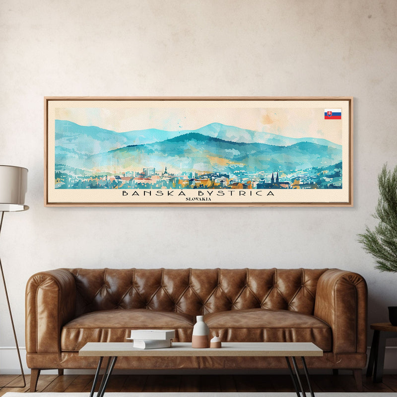 Banska Bystrica Slovakia Wall Art, Panoramic Travel Poster, Panoramic Framed Canvas Print, City Wall Art, Wall Hanging Home Decor, Travel Art