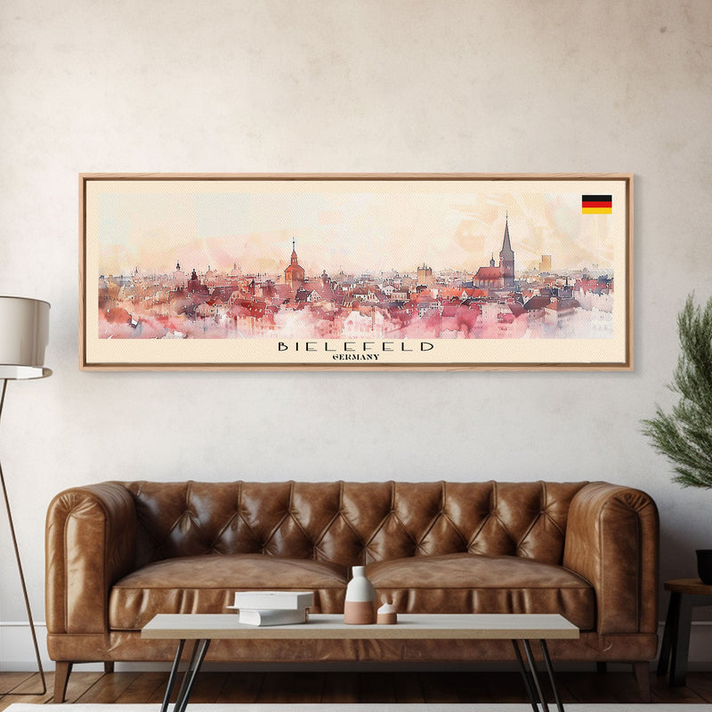 Bielefeld Germany Travel Print Wall Art, Panoramic City Art, Travel Art, Wall Decor, Vacation Gift, Framed Canvas Print Or Metal Art