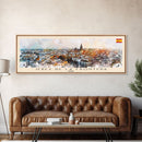 Jerez De La Frontera Spain Panoramic Travel Poster, Framed Canvas Print or Metal Wall Art, Travel Art, Home Decor, Panoramic Painting, Midcentury Art