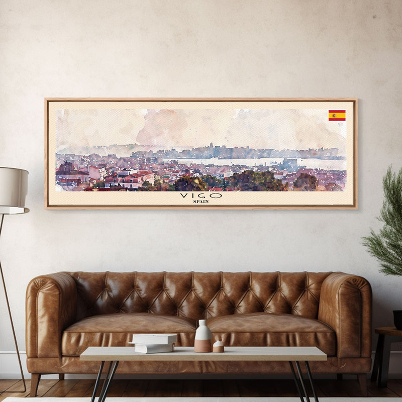 Vigo Spain Wall Art, Panoramic Travel Poster, Panoramic Framed Canvas Print, City Wall Art, Wall Hanging Home Decor, Travel Art