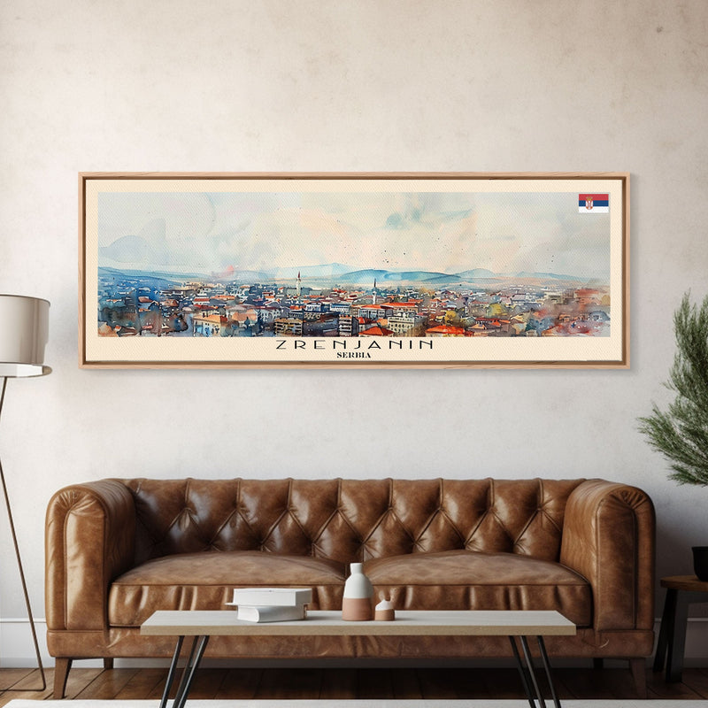 Zrenjanin Serbia Wall Art, Panoramic Travel Poster, Panoramic Framed Canvas Print, City Wall Art, Wall Hanging Home Decor, Travel Art