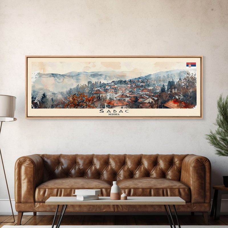 Å abac Serbia Wall Art, Panoramic Travel Poster, Panoramic Framed Canvas Print, City Wall Art, Wall Hanging Home Decor, Travel Art