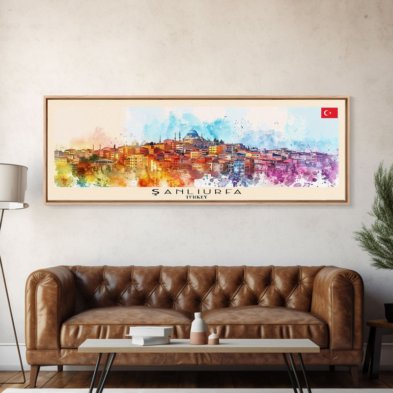 ÅanlÄ±urfa Turkey Travel Art, City Art, Framed Canvas Print or Metal Wall Art, Europe Travel Poster, Panoramic Wall Art, Extra Wide Wall Art