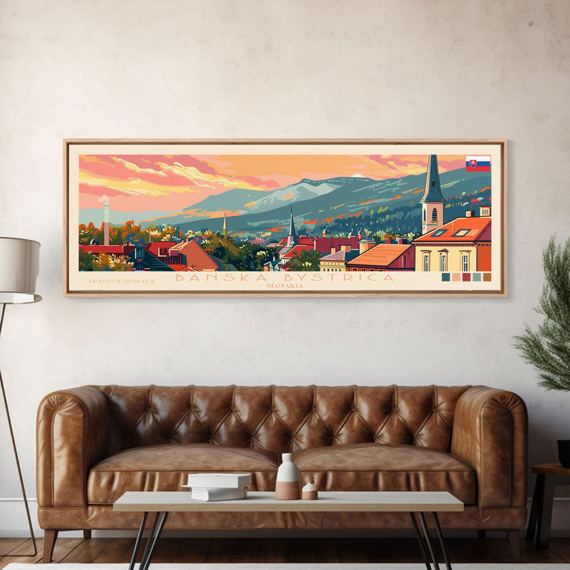 Banska Bystrica Wall Art, Panoramic Travel Poster, Panoramic Framed Canvas Print, City Wall Art, Wall Hanging Home Decor, Travel Art