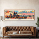 Cologne Germany Panoramic Travel Poster, Framed Canvas Print or Metal Wall Art, Travel Art, Home Decor, Panoramic Painting, Midcentury Art
