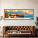 Heraklion Greece Panoramic Travel Poster, Framed Canvas Print or Metal Wall Art, Travel Art, Home Decor, Panoramic Painting, Midcentury Art
