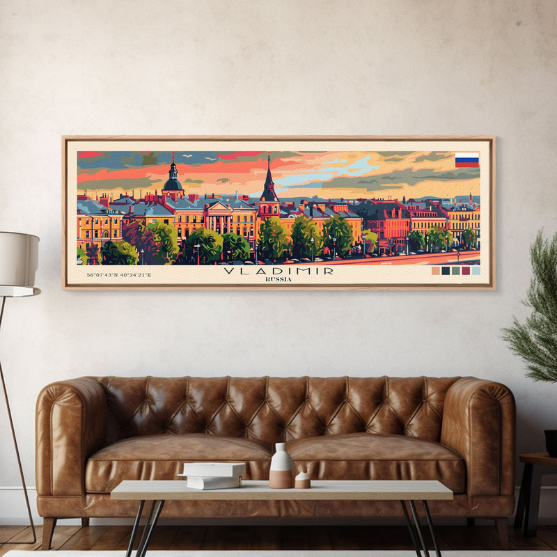 Vladimir Russia Wall Art, Panoramic Travel Poster, Panoramic Framed Canvas Print, City Wall Art, Wall Hanging Home Decor, Travel Art