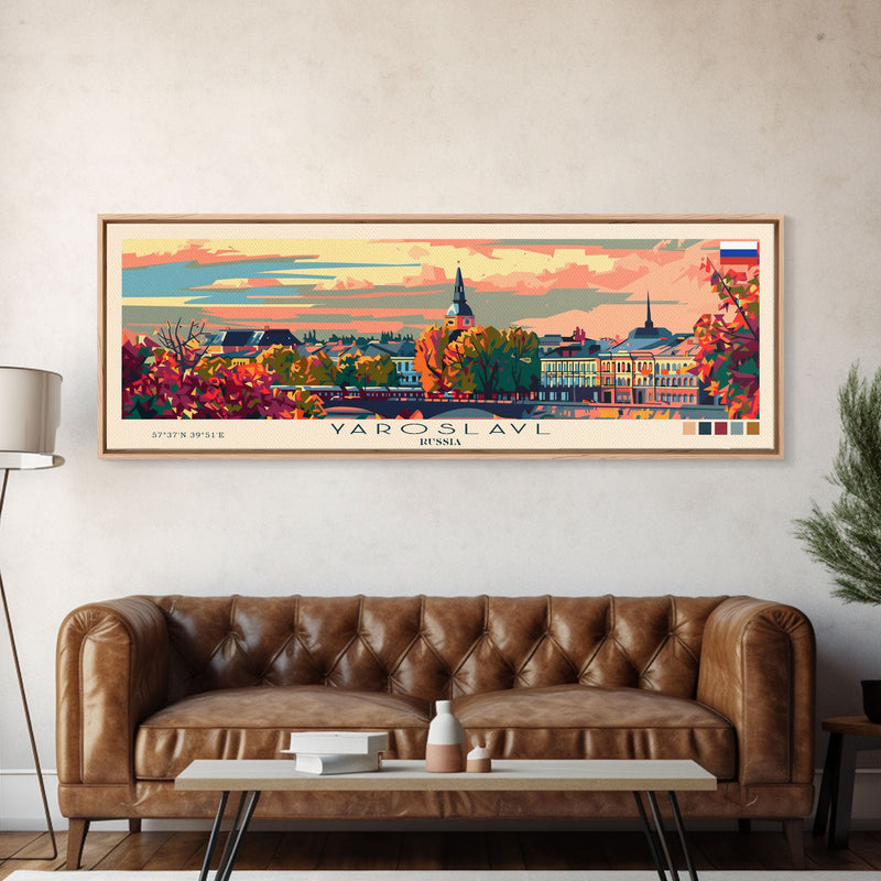 Yaroslavl Russia Wall Art, Panoramic Travel Poster, Panoramic Framed Canvas Print, City Wall Art, Wall Hanging Home Decor, Travel Art