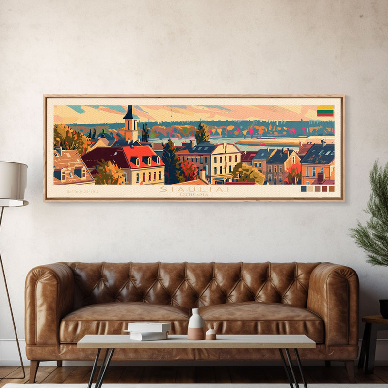 Å Iauliai Lithuania Travel Print Wall Art, Panoramic City Art, Travel Art, Wall Decor, Vacation Gift, Framed Canvas Print Or Metal Art